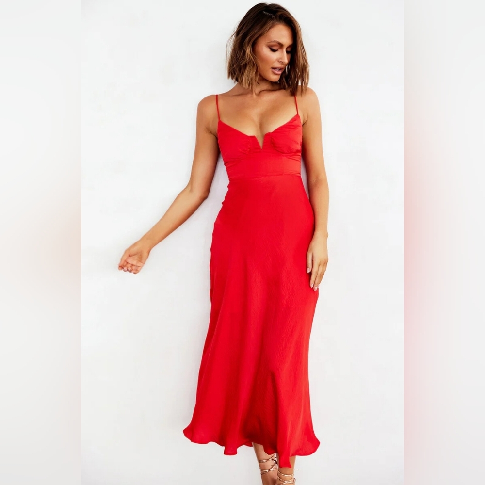 Sage Fiery Red Midi Dress